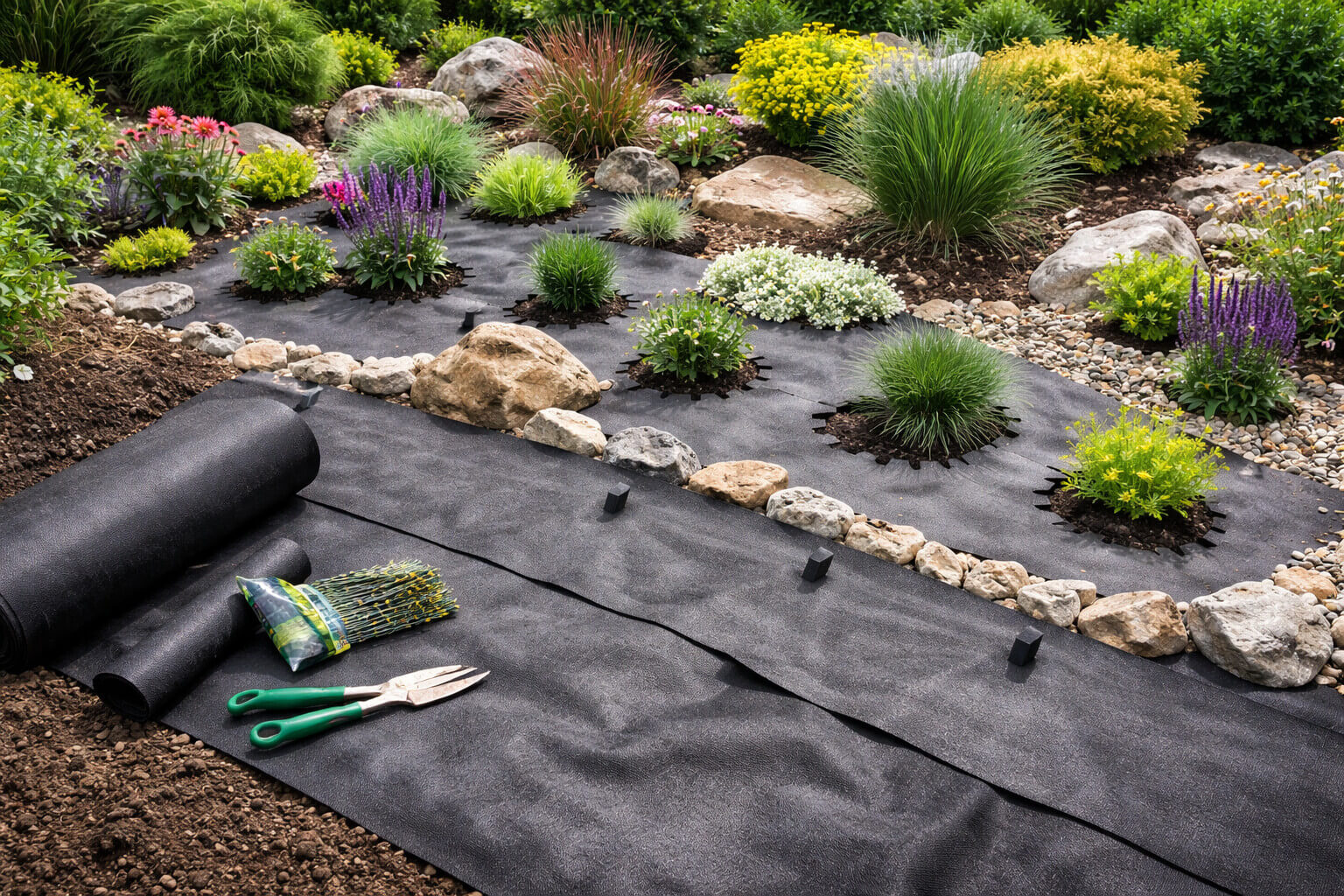 Geowłóknina pod rabaty i skalniaki – ochrona przed chwastami